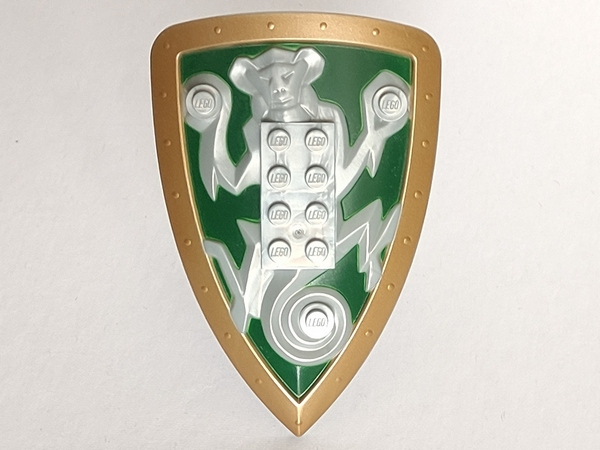 Large Figure Shield, 2 x 4 Brick Relief, Monkey with Green and Gold Pattern