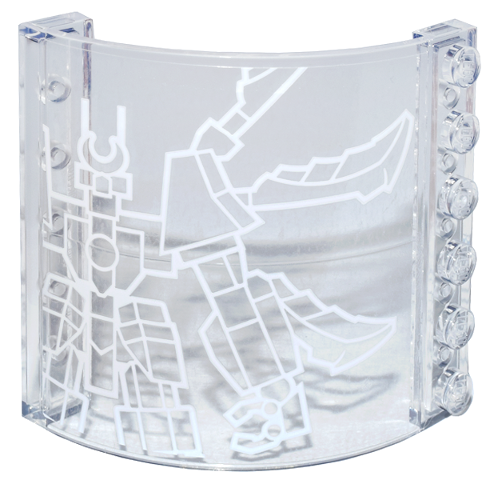 Panel 6 x 5 x 3 1/3 Curved Top with White Cole's Titan Mech Outline Left Half Pattern (Sticker) - Set 71837