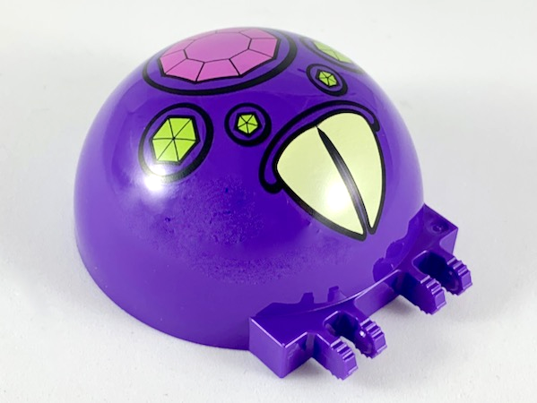 Windscreen 6 x 6 x 3 Canopy Dome Half Sphere with Dual 2 Fingers with Dark Pink and Lime Jewels with Large Yellowed Teeth Pattern