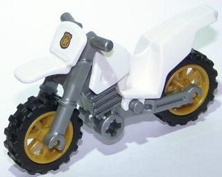 Motorcycle Dirt Bike with Flat Silver Chassis and Pearl Gold Wheels with Gold Badge Pattern (Sticker) - Set 60137