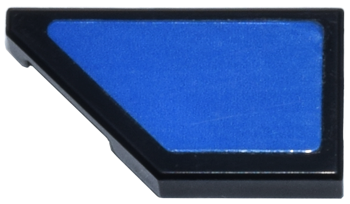 Tile, Modified 1 x 2 Wedge Left with Blue Panel Pattern (Sticker) - Set 77249
