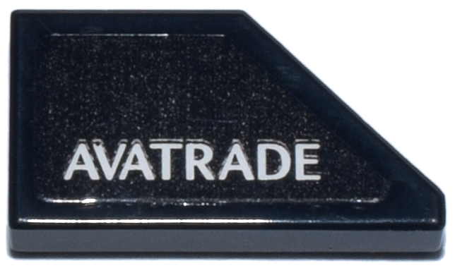 Tile, Modified 1 x 2 Wedge Left with White 'AVATRADE' Logo Pattern (Sticker) - Set 76925