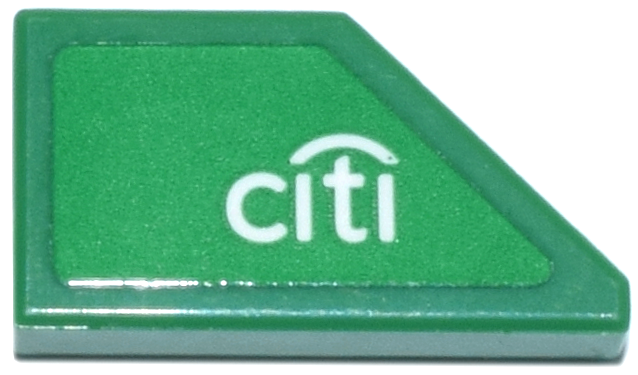 Tile, Modified 1 x 2 Wedge Left with White 'citi' Logo Pattern (Sticker) - Set 76925