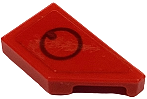 Tile, Modified 1 x 2 Wedge Right with Dark Red Circle Pattern (Sticker) - Set 76934