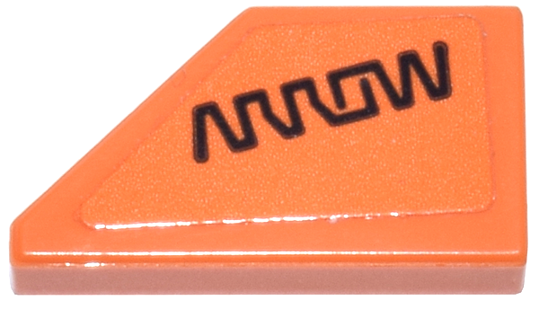 Tile, Modified 1 x 2 Wedge Right with Black 'ARROW' Logo Pattern (Sticker) - Set 77251