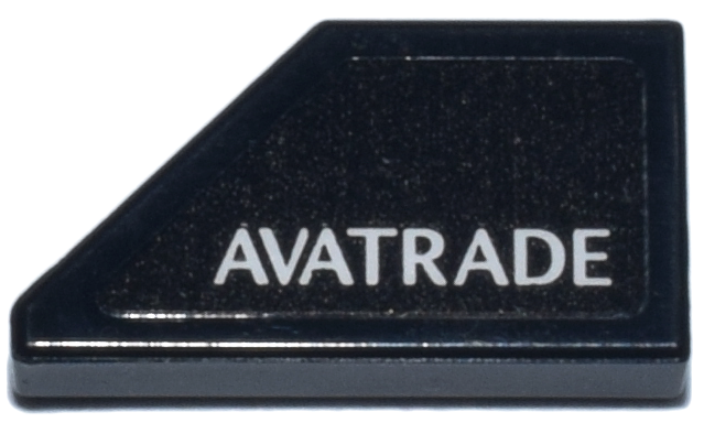 Tile, Modified 1 x 2 Wedge Right with White 'AVATRADE' Logo Pattern (Sticker) - Set 76925