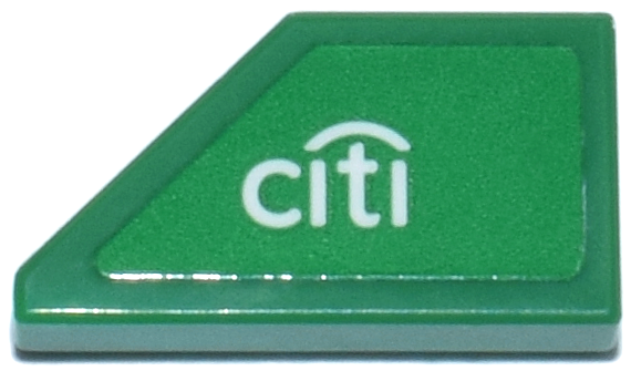 Tile, Modified 1 x 2 Wedge Right with White 'citi' Logo Pattern (Sticker) - Set 76925