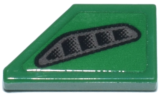 Tile, Modified 1 x 2 Wedge Right with Black and Dark Bluish Gray Air Vent Pattern (Sticker) - Set 76925