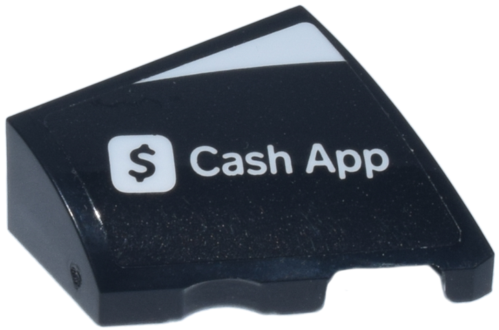 Wedge 2 x 2 x 2/3 Right with White 'Cash App' Dollar Sign Logo Pattern (Sticker) - Set 77246