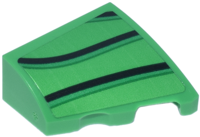 Wedge 2 x 2 x 2/3 Right with Green and Black Curved Stripes Pattern (Sticker) - Set 77247