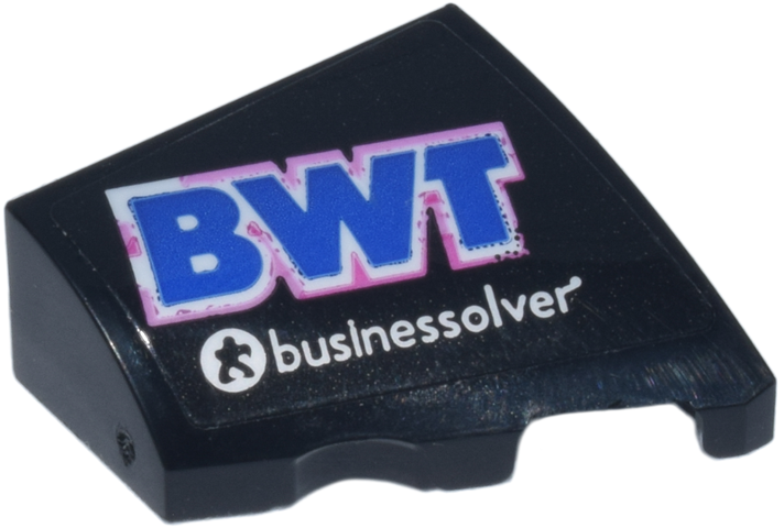 Wedge 2 x 2 x 2/3 Right with White, Bright Pink and Blue 'BWT' and 'businesssolver' Logo Pattern (Sticker) - Set 77248