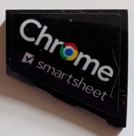 Wedge 2 x 2 x 2/3 Right with White 'Chrome' Logo and 'smartsheet' Pattern (Sticker) - Set 76919