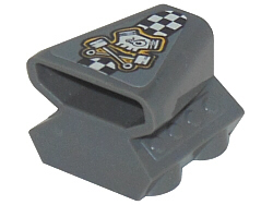 Vehicle, Air Scoop Engine Top 2 x 2 with Checkered Stripe and Pistons Skull Logo Pattern (Sticker) - Set 8302