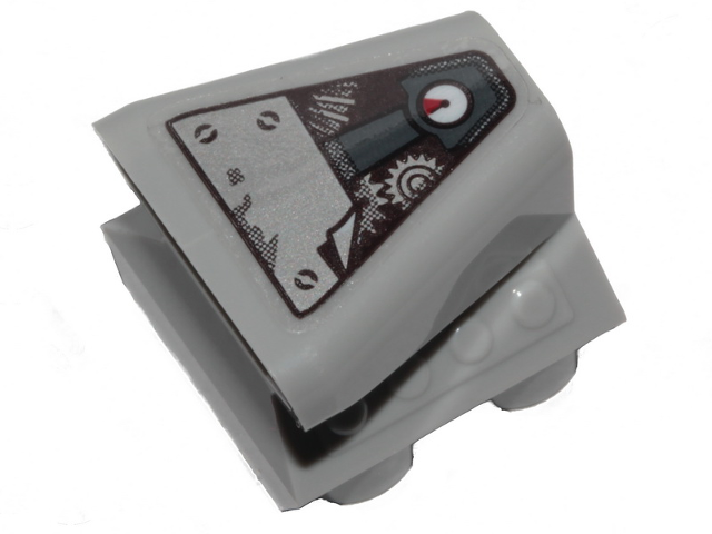 Vehicle, Air Scoop Engine Top 2 x 2 with Gears, Metal Plate and Gauge Pattern (Sticker) - Set 70419