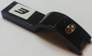 Vehicle, Mudguard 1 x 4 1/2 with Taillights and Number 3 on White Background Pattern Model Left Side (Stickers) - Set 7802