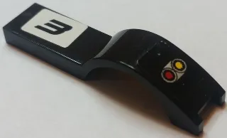 Vehicle, Mudguard 1 x 4 1/2 with Taillights and Number 3 on White Background Pattern Model Left Side (Stickers) - Set 7802