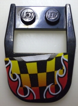 Wedge 4 x 3 Cut Back with Cutout, 2 Studs with Flames and Checkered Pattern (Sticker) - Set 8648