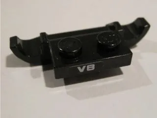 Plate, Modified 1 x 2 with Racers Car Grille with Silver 'V8' Pattern (Sticker) - Set 8495