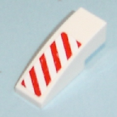 Slope, Curved 3 x 1 with Red Danger Stripes Pattern Right Side (Sticker) - Set 7636