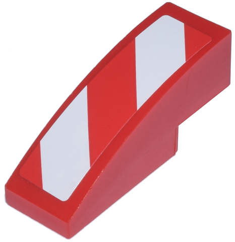 Slope, Curved 3 x 1 with Red and White Danger Stripes Pattern Model Left Side (Sticker) - Sets 7208 / 7630 / 7633 / 7936