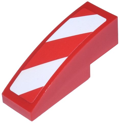 Slope, Curved 3 x 1 with Red and White Danger Stripes Pattern Model Right Side (Sticker) - Sets 7208 / 7630 / 7633 / 7936