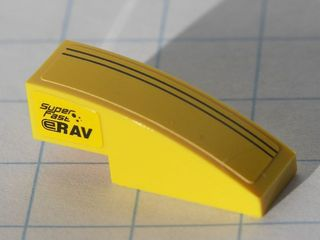 Slope, Curved 3 x 1 with Two Black Stripes on Top and Black 'Super Fast' and Black 'eRAV' on side Pattern (Stickers) - Set 8122