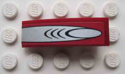 Slope, Curved 3 x 1 with Silver Finger Pattern (Sticker) - Set 8113