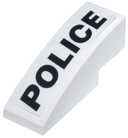 Slope, Curved 3 x 1 with Black 'POLICE' Pattern Model Left Side (Sticker) - Set 8152