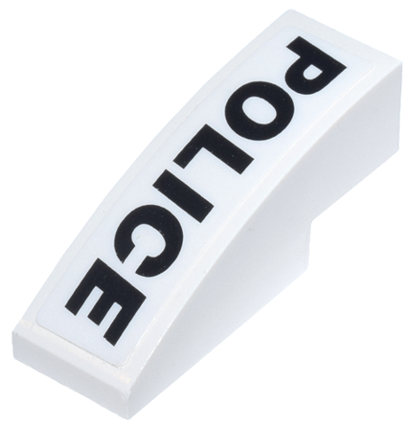 Slope, Curved 3 x 1 with Black 'POLICE' Pattern Model Right Side (Sticker) - Set 8152