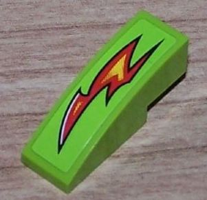 Slope, Curved 3 x 1 with Red Fire Pattern Model Left (Sticker) - Set 8199