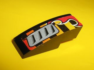 Slope, Curved 3 x 1 with Silver Vent and Red Flame Pattern Model Left (Sticker) - Set 8648