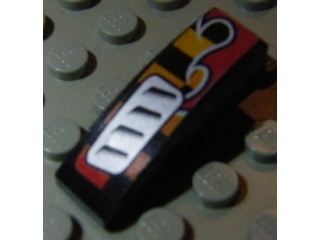 Slope, Curved 3 x 1 with Silver Vent and Red Flame Pattern Model Right (Sticker) - Set 8648