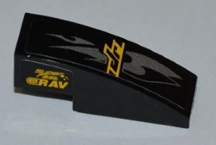 Slope, Curved 3 x 1 with 'SUPER FAST' and 'eRAV' on Right Side and 'Jr' and Silver Flames on Top Pattern (Sticker) - Set 8126