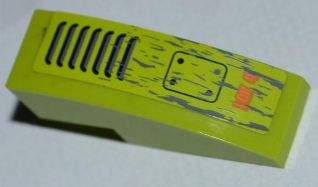 Slope, Curved 3 x 1 with Grille, Bolted Plate and 'IOK4' Pattern (Sticker) - Set 8959