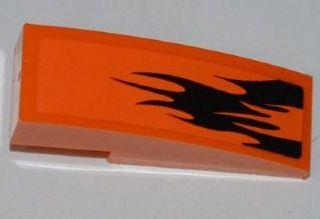 Slope, Curved 3 x 1 with Black Flames Pattern Model Left (Sticker) - Set 7971