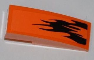 Slope, Curved 3 x 1 with Black Flames Pattern Model Right (Sticker) - Set 7971
