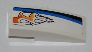 Slope, Curved 3 x 1 with Black and Blue Lines and Orange Flames Pattern Model Right Side (Sticker) - Set 8221