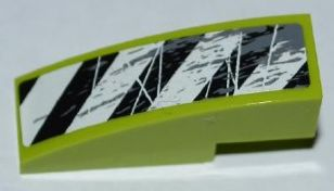Slope, Curved 3 x 1 with Black and White Danger Stripes, Splatters and Scratches Pattern Model Left Side (Sticker) - Set 8708