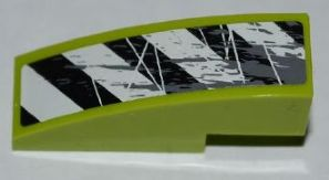 Slope, Curved 3 x 1 with Black and White Danger Stripes, Splatters and Scratches Pattern Model Right Side (Sticker) - Set 8708
