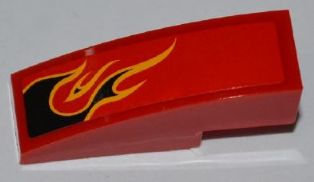 Slope, Curved 3 x 1 with Black Flames with Orange Outline Pattern Model Left Side (Sticker) - Set 8227