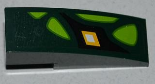 Slope, Curved 3 x 1 with Lime Scales and Yellow Diamond Pattern Model Right Side (Sticker) - Set 9450