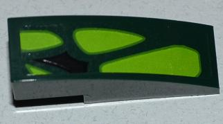 Slope, Curved 3 x 1 with Black Scale and 4 Lime Scales Pattern Model Right Side (Sticker) - Set 9450