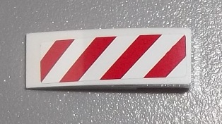 Slope, Curved 3 x 1 with Red and White Danger Stripes Pattern Model Left Side (Sticker) - Set 60003
