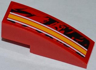 Slope, Curved 3 x 1 with Orange and White Lines Pattern Model Right Side (Sticker) - Set 9092