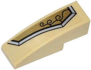 Slope, Curved 3 x 1 with Gold and Silver Armor Plate with 3 Black Swirls Pattern Model Left Side (Sticker) - Set 70123