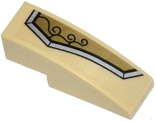 Slope, Curved 3 x 1 with Gold and Silver Armor Plate with 3 Black Swirls Pattern Model Right Side (Sticker) - Set 70123