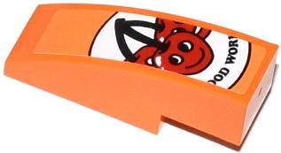 Slope, Curved 3 x 1 with 'OOD WOR' and Cherries with Smiley Faces Pattern (Sticker) - Set 70808