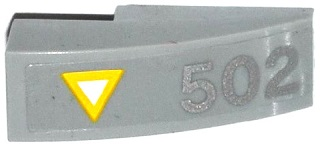 Slope, Curved 3 x 1 with Yellow and White Triangle and Silver '502' Pattern (Sticker) - Set 76032