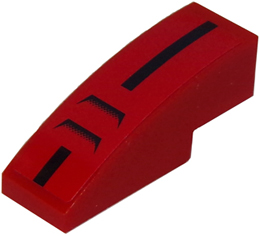 Slope, Curved 3 x 1 with Black Stripe and 2 Air Vents on Red Background Pattern (Sticker) - Set 8147