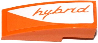 Slope, Curved 3 x 1 with Orange 'hybrid' on White Background Pattern Model Right Side (Sticker) - Set 75912